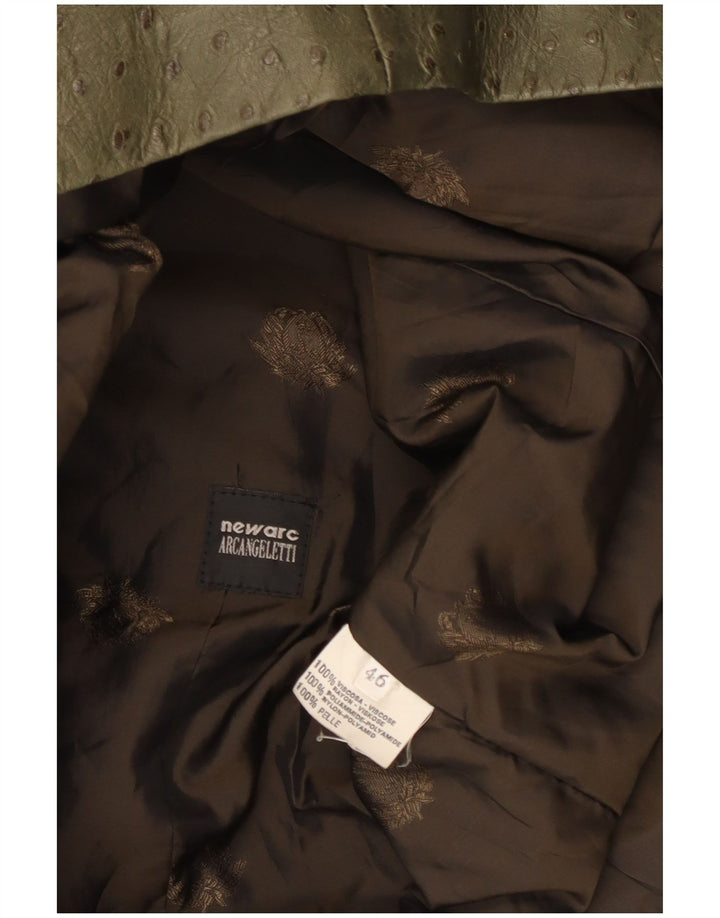 Vintage Womens Leather Jacket IT 46 Large Khaki Leather