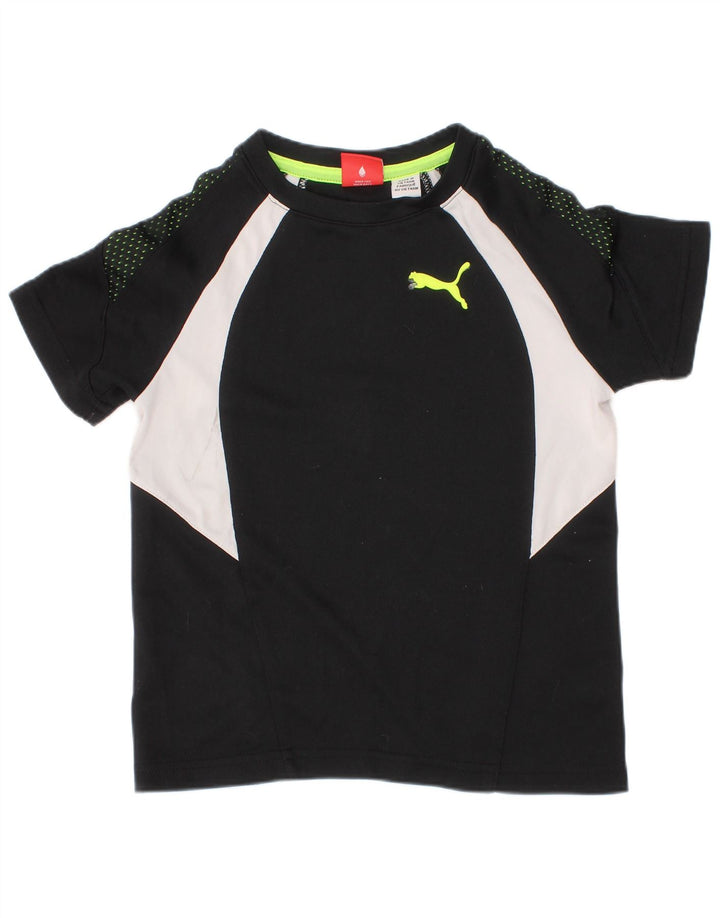 Puma Boys T-Shirt Top 4-5 Years Black Colourblock Polyester