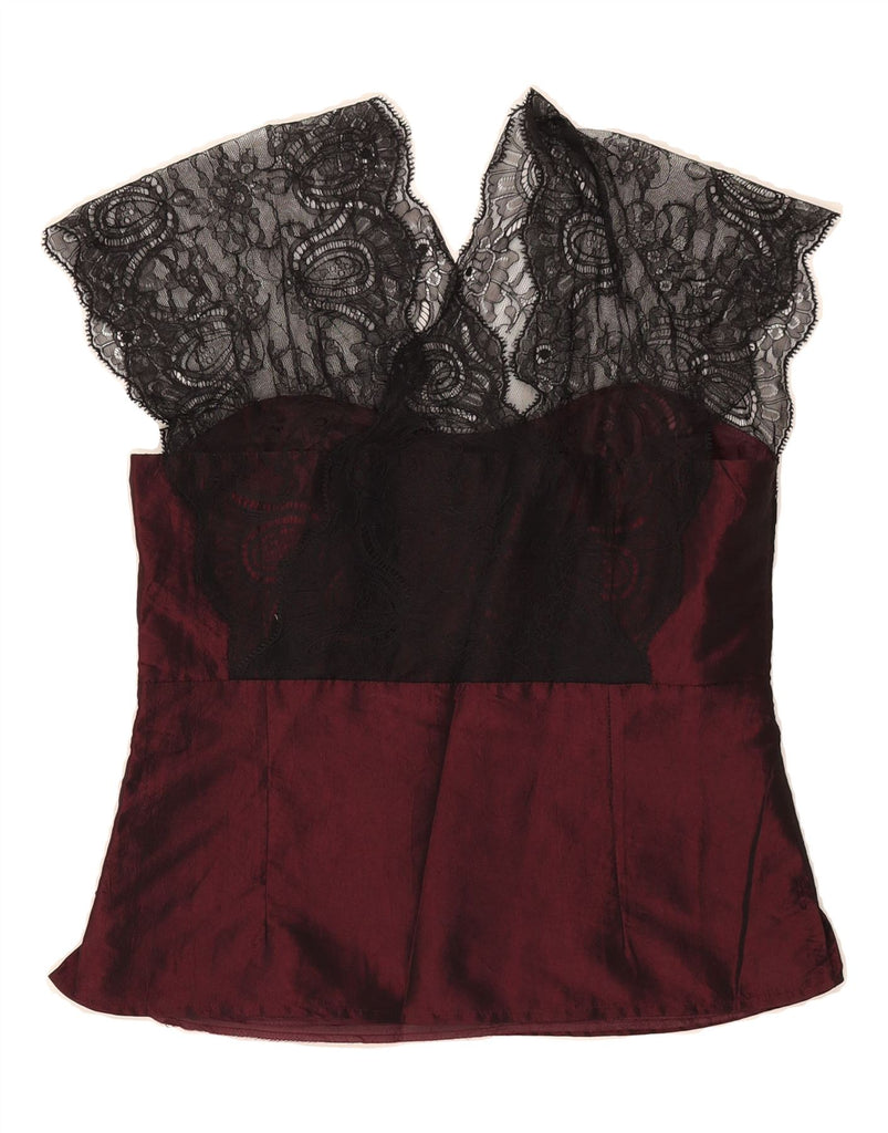 JOHN BENTLEY Womens Blouse Top UK 10 Small Burgundy Vintage John Bentley and Second-Hand John Bentley from Messina Hembry 