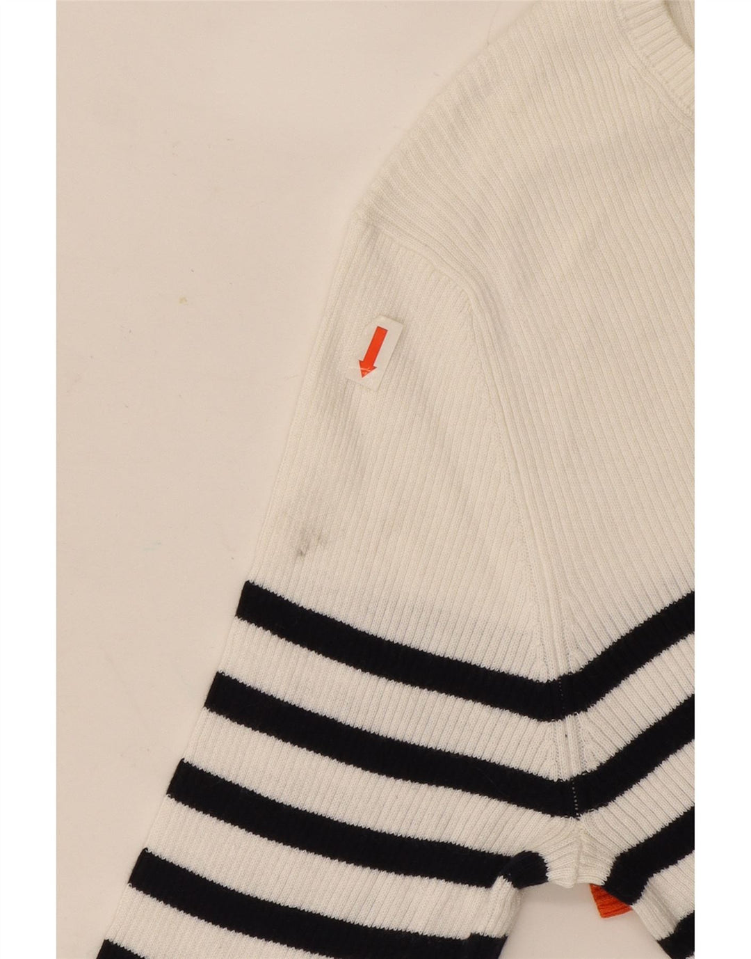 Massimo Dutti Womens Boat Neck Jumper Sweater UK 12 Medium White Striped