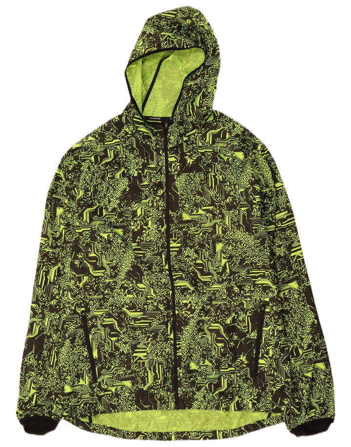 Nike Mens Running Hooded Rain Jacket UK 42 XL Green Geometric Polyester
