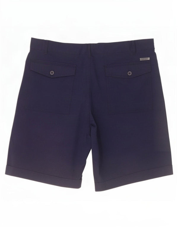 Vintage Mens Chino Shorts IT 50 Large W34 Navy Blue Cotton