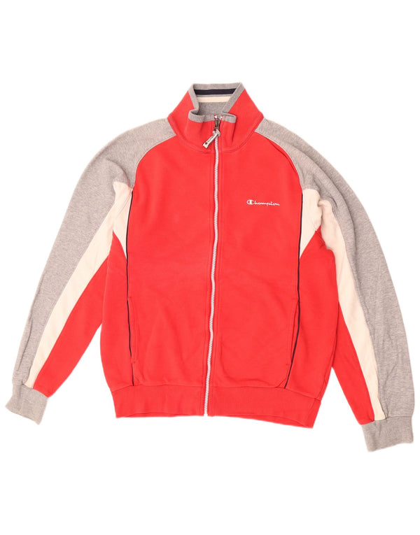 Champion Mens Tracksuit Top Jacket Medium Red Colourblock Cotton