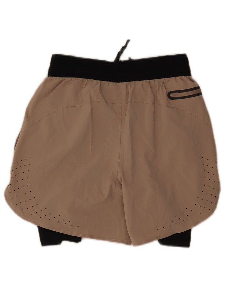 Nike Womens Sport Shorts UK 8 Small Beige Colourblock Polyester