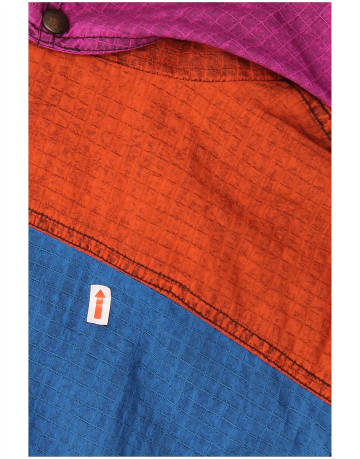 Vintage Mens Hooded Ski Jumpsuit IT 52 Large Blue Colourblock Polyamide