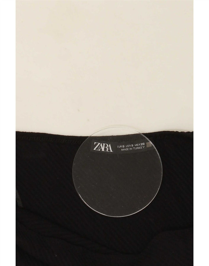 Zara Womens One Shoulder Crop Top UK 8 Small Black