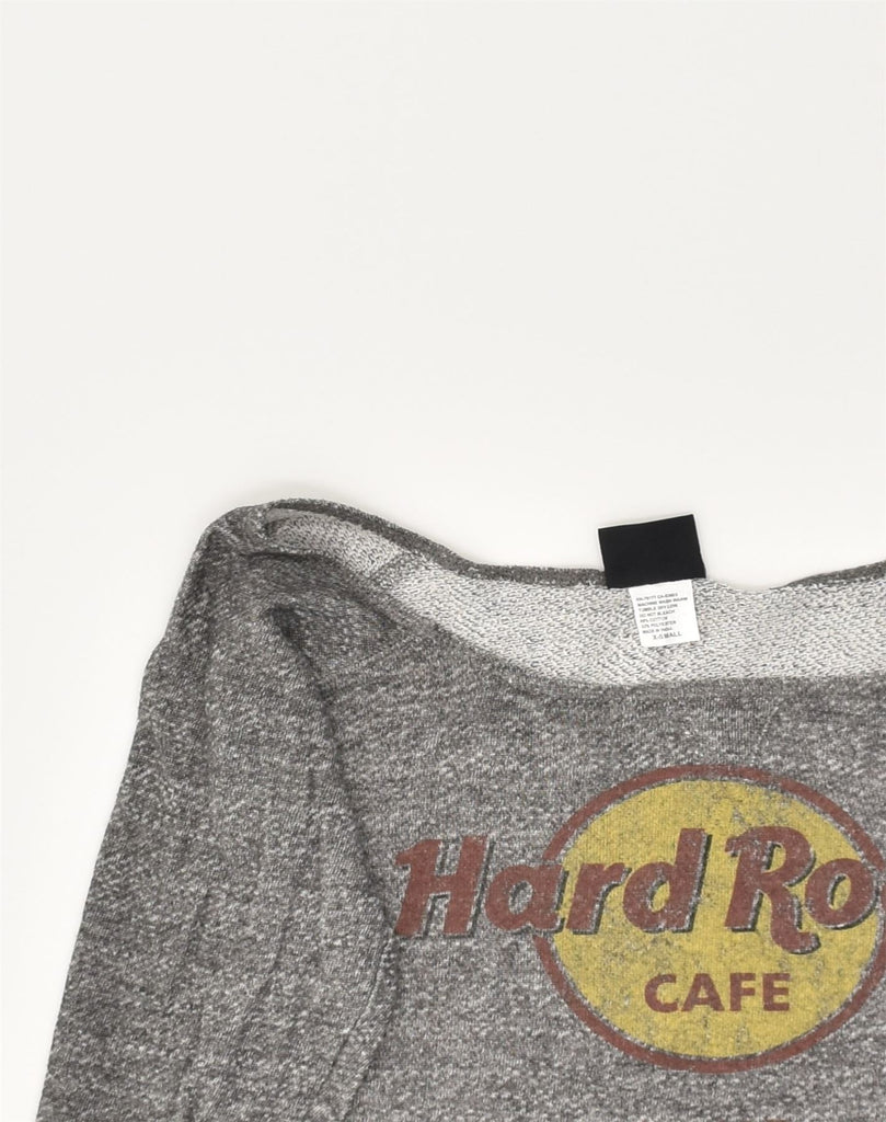 HARD ROCK Womens Graphic Sweatshirt Jumper UK 6 XS Grey Cotton | Vintage Hard Rock | Thrift | Second-Hand Hard Rock | Used Clothing | Messina Hembry 