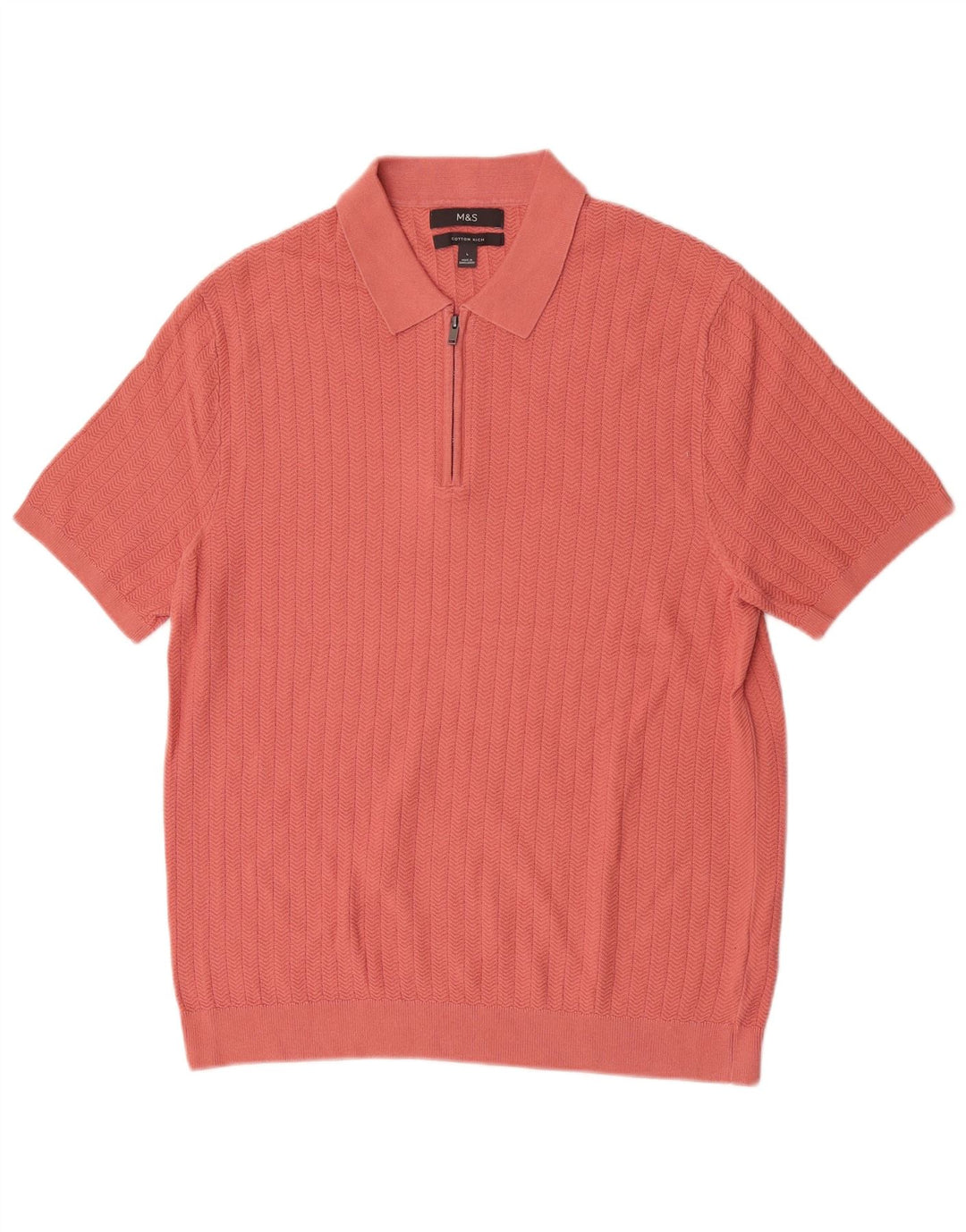 Marks & Spencer Mens Polo Shirt Large Pink Cotton