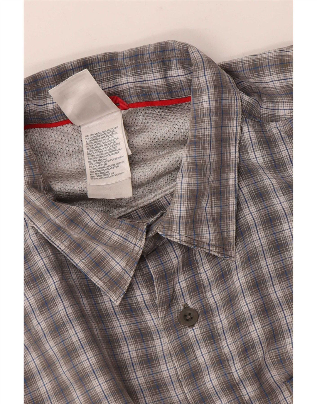 The North Face Mens Short Sleeve Regular Fit Shirt Medium Grey Plaid Modal