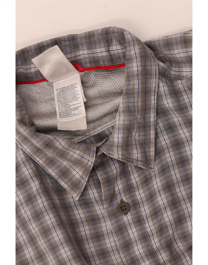 The North Face Mens Short Sleeve Regular Fit Shirt Medium Grey Plaid Modal