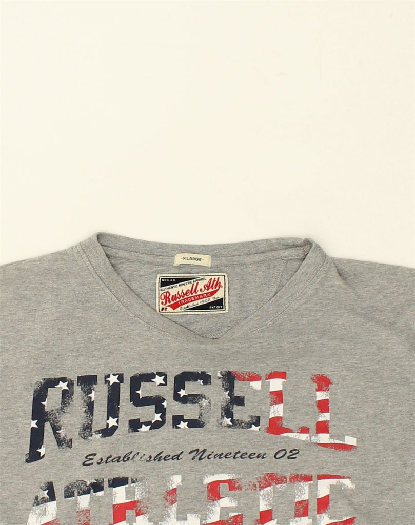 RUSSELL ATHLETIC Mens Graphic T-Shirt Top XL Grey Cotton | Vintage Russell Athletic | Thrift | Second-Hand Russell Athletic | Used Clothing | Messina Hembry 