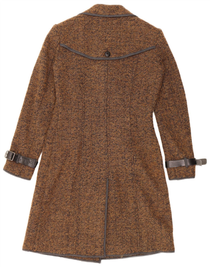 Tenax Womens Double Breasted Coat IT 40 Small Brown Flecked Cotton