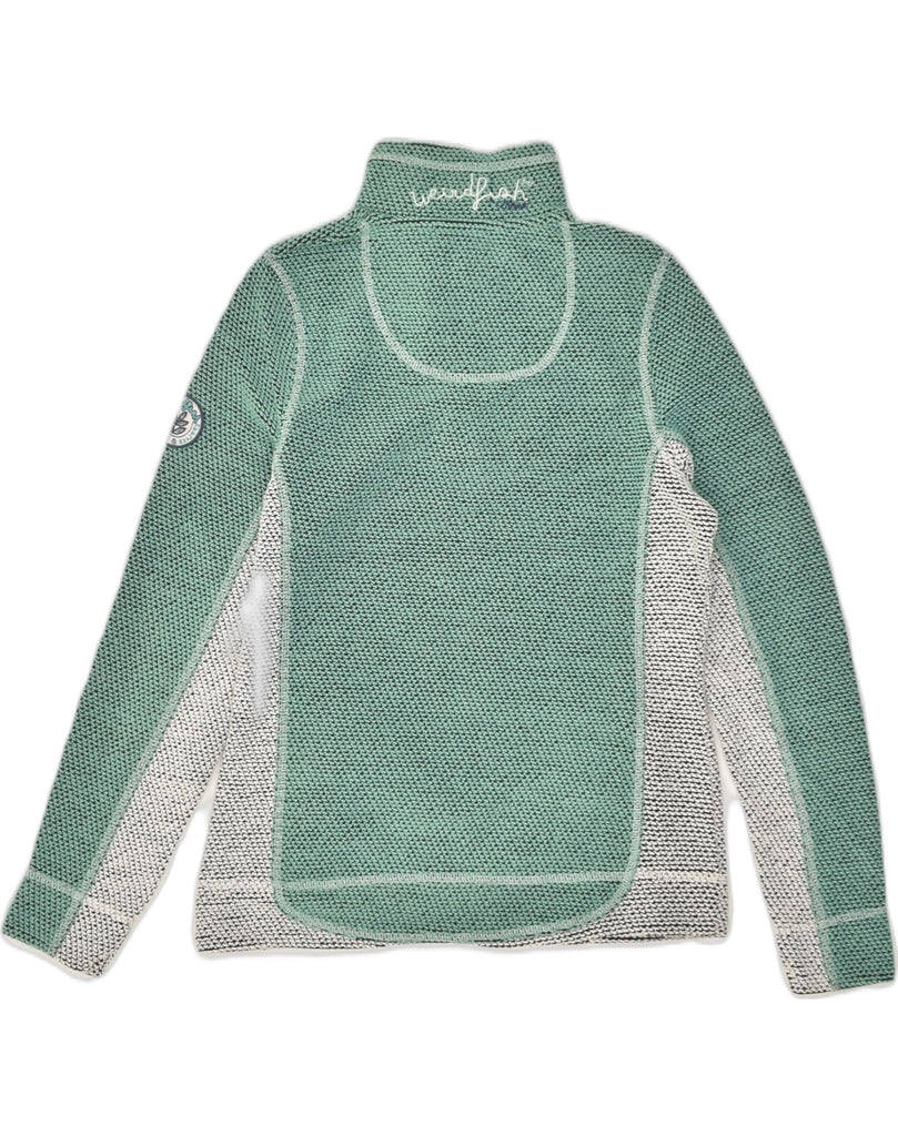 WEIRD FISH Womens Zip Neck Jumper Sweater UK 12 Medium  Green Colourblock | Vintage Weird Fish | Thrift | Second-Hand Weird Fish | Used Clothing | Messina Hembry 