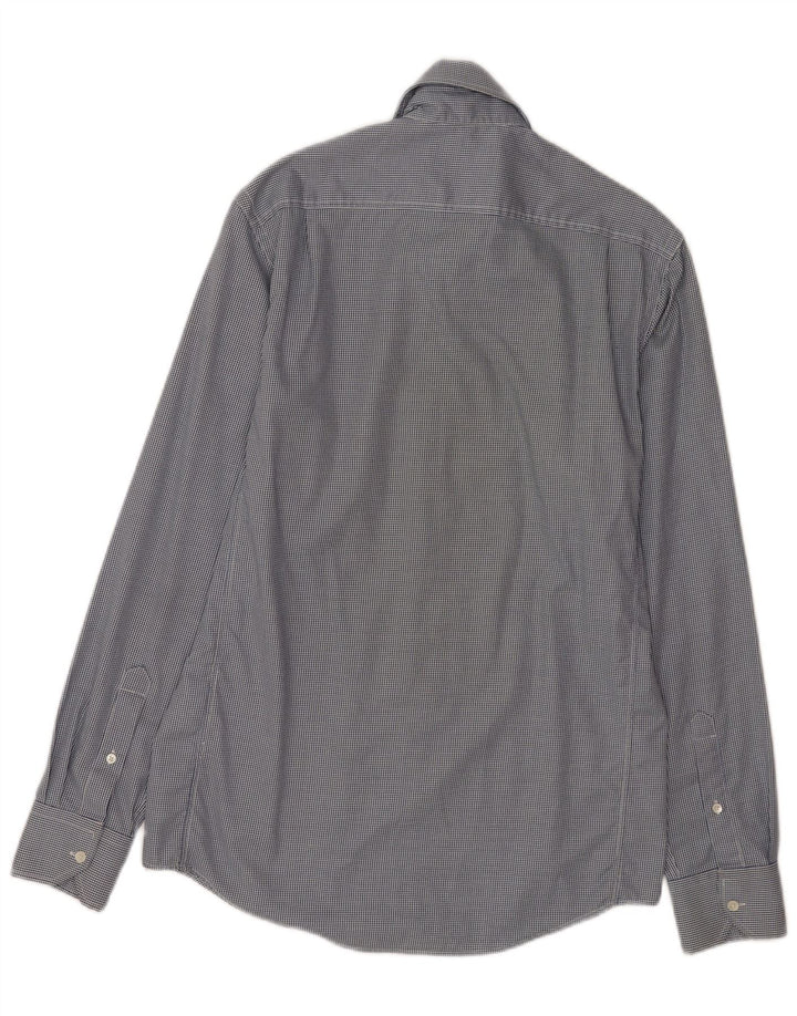Reiss Mens Shirt Small Blue Houndstooth Cotton