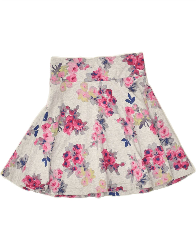 JOULES Girls A-Line Skirt 7-8 Years W24 Grey Floral Cotton | Vintage Joules | Thrift | Second-Hand Joules | Used Clothing | Messina Hembry 