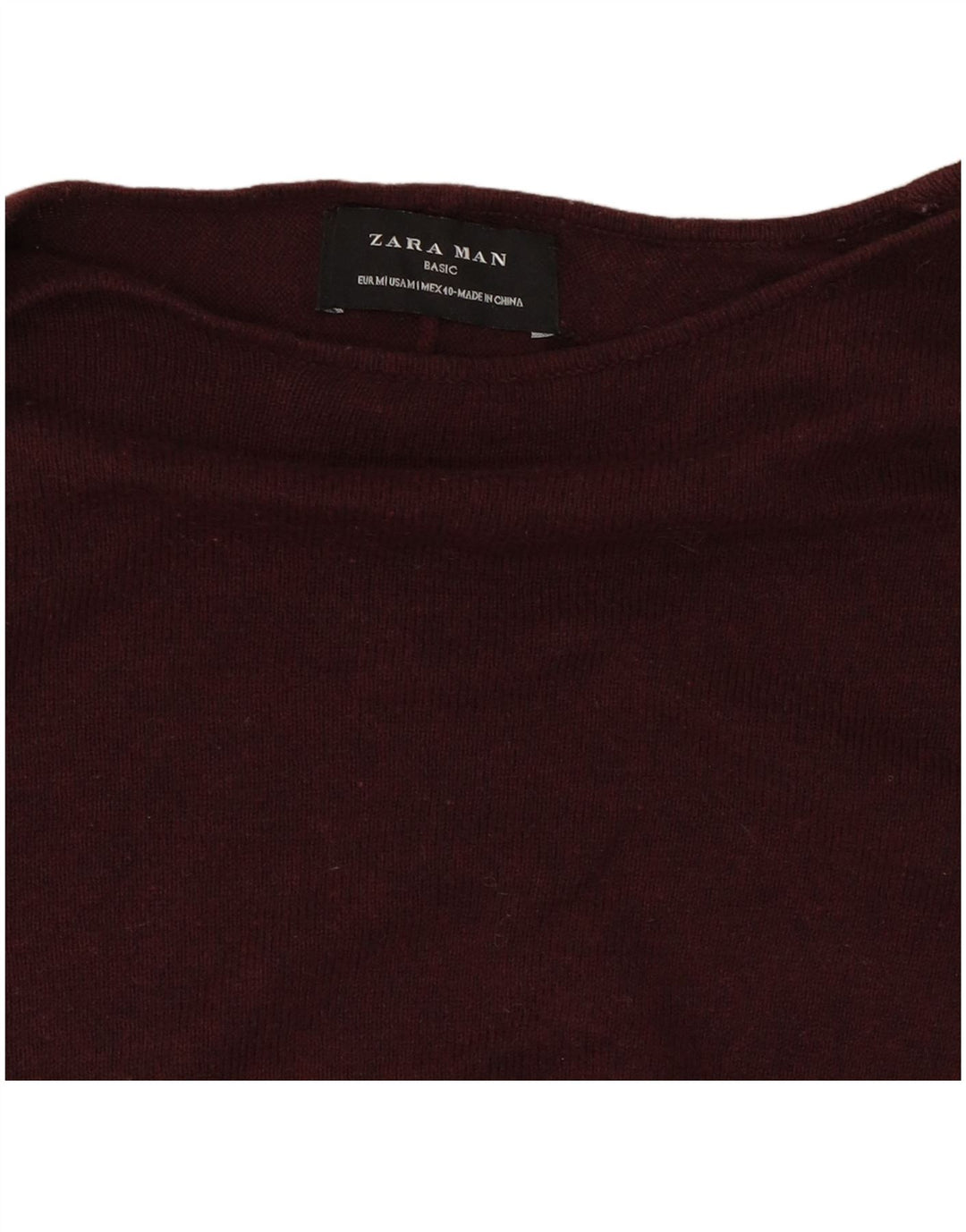 Zara Mens Boat Neck Jumper Sweater Medium Burgundy