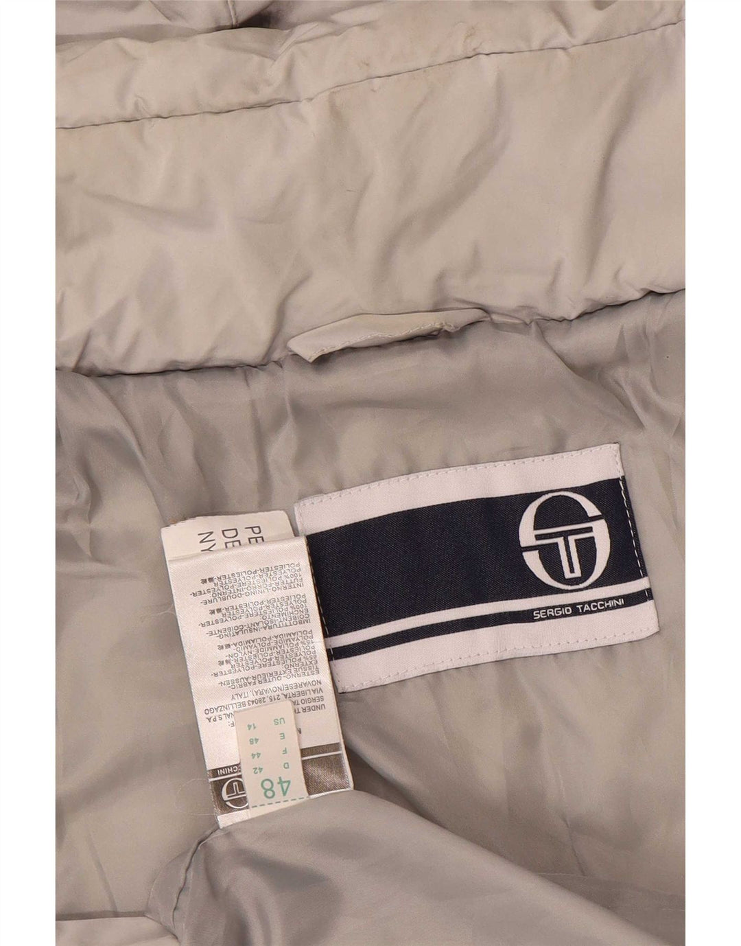 Sergio Tacchini Womens Hooded Padded Jacket US 14 XL Grey Polyester