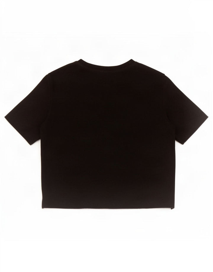 Zara Womens Crop Blouse Top UK 12 Medium Black Cotton