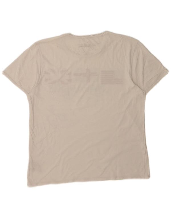 Napapijri Mens Geographic Graphic T-Shirt Top XL White Cotton