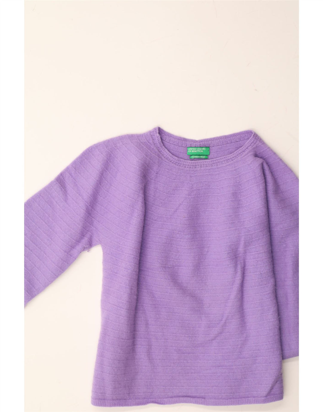 BENETTON Girls Boat Neck Jumper Sweater 7-8 Years Purple Vintage Benetton and Second-Hand Benetton from Messina Hembry 