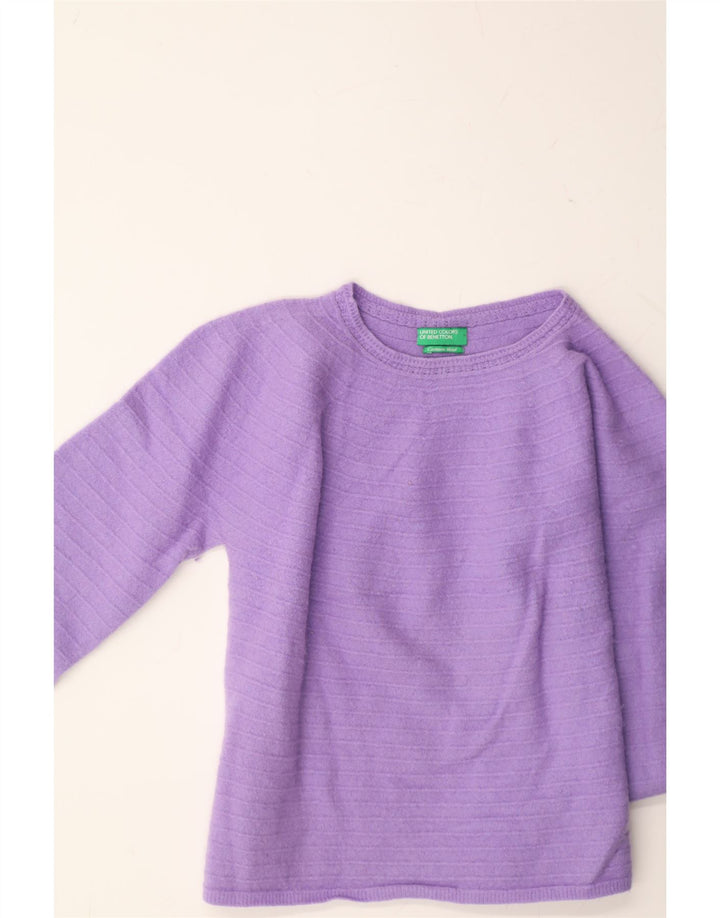 BENETTON Girls Boat Neck Jumper Sweater 7-8 Years Purple Vintage Benetton and Second-Hand Benetton from Messina Hembry 