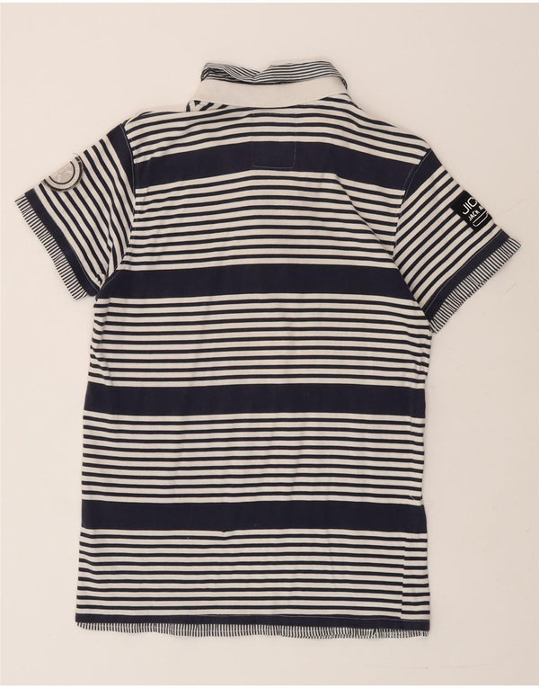 Jack & Jones Mens Polo Shirt Large Navy Blue Striped