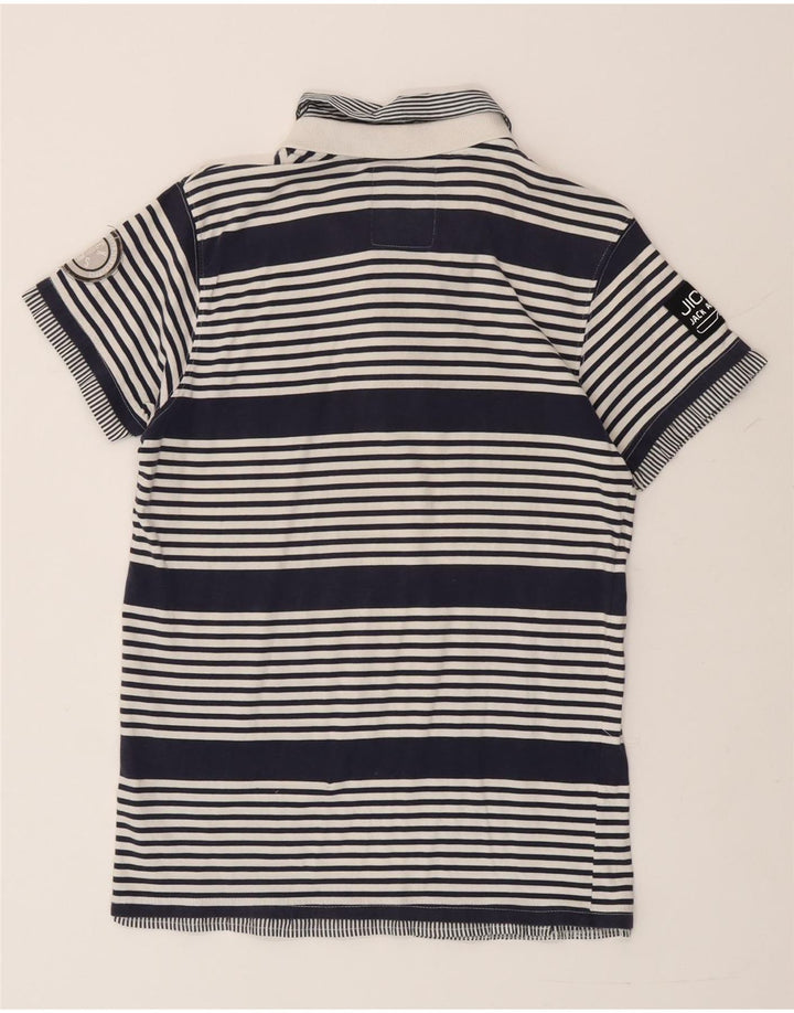 Jack & Jones Mens Polo Shirt Large Navy Blue Striped
