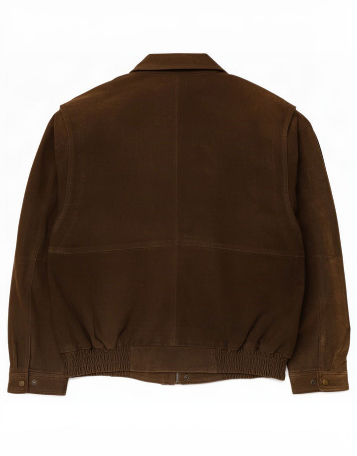 Basic Mens Suede Jacket UK 40 Large Brown Leather