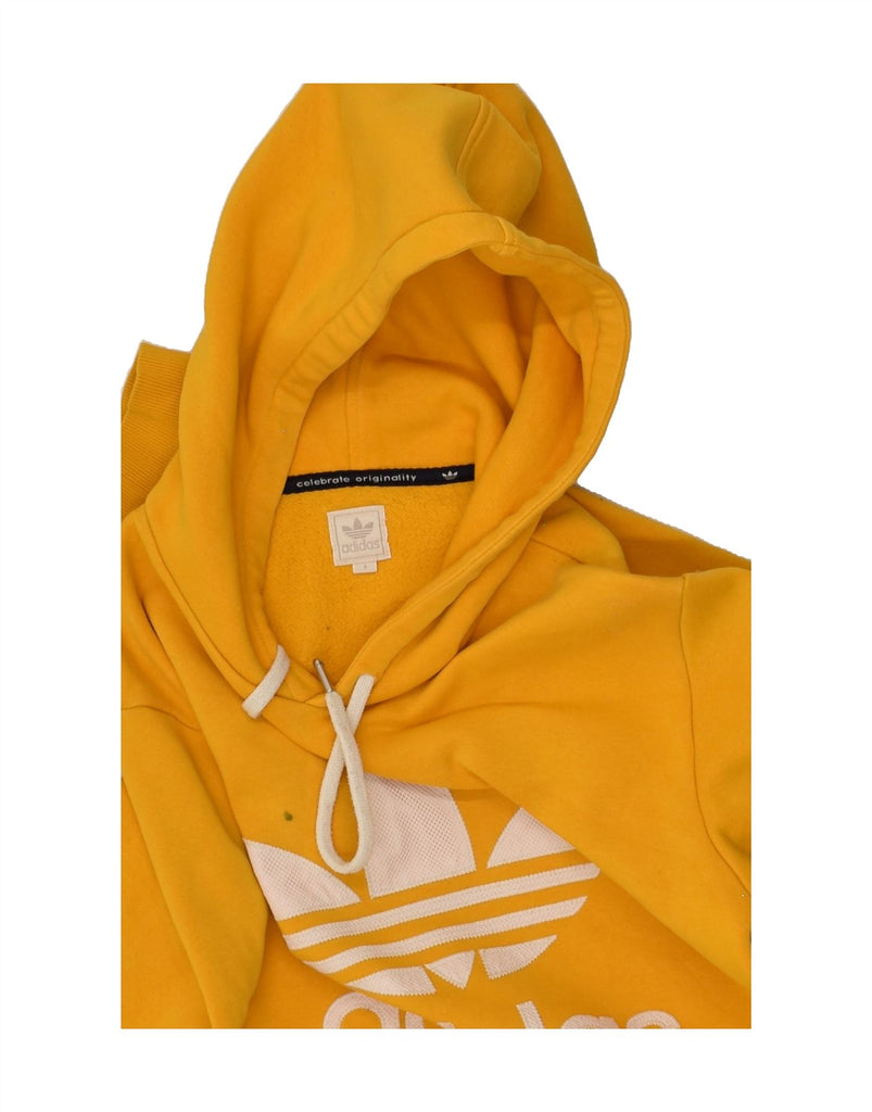 ADIDAS Mens Graphic Hoodie Jumper Small Yellow Cotton | Vintage Adidas | Thrift | Second-Hand Adidas | Used Clothing | Messina Hembry 