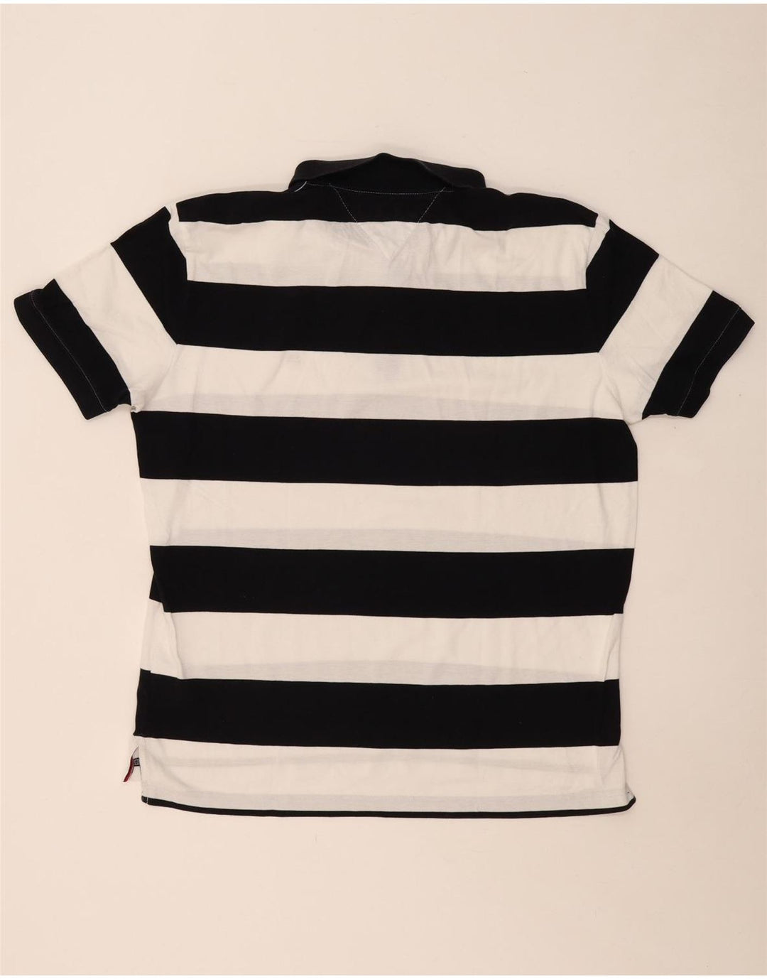 TOMMY HILFIGER Mens Regular Fit Polo Shirt XL Black Striped Cotton