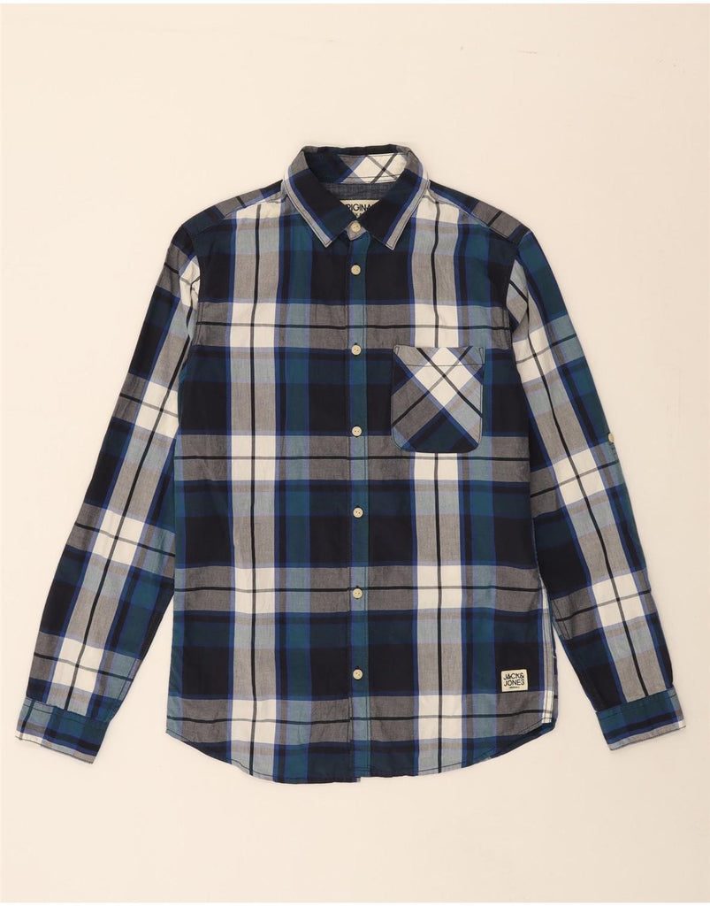 JACK & JONES Mens Shirt Small Blue Check Cotton Vintage Jack & Jones and Second-Hand Jack & Jones from Messina Hembry 