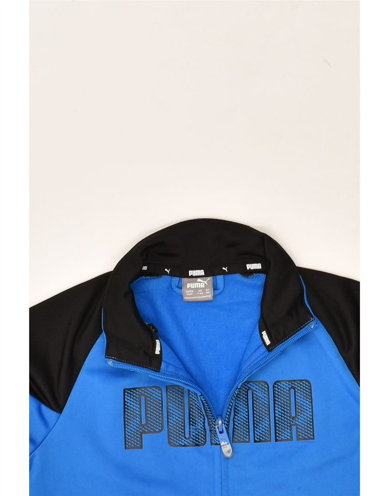 PUMA Boys Graphic Tracksuit Top Jacket 7-8 Years Blue Colourblock | Vintage Puma | Thrift | Second-Hand Puma | Used Clothing | Messina Hembry 