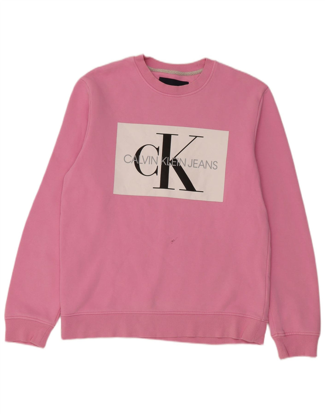 Calvin Klein Jeans Womens Graphic Sweatshirt Jumper UK 14 Medium Pink