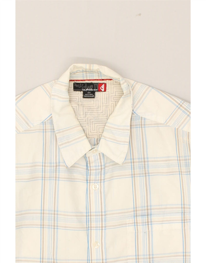 QUIKSILVER Mens Short Sleeve Shirt Medium Off White Check Cotton | Vintage Quiksilver | Thrift | Second-Hand Quiksilver | Used Clothing | Messina Hembry 