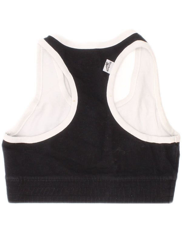 Reebok Womens Graphic Sport Bra Top UK 8 Small Black Colourblock Sports