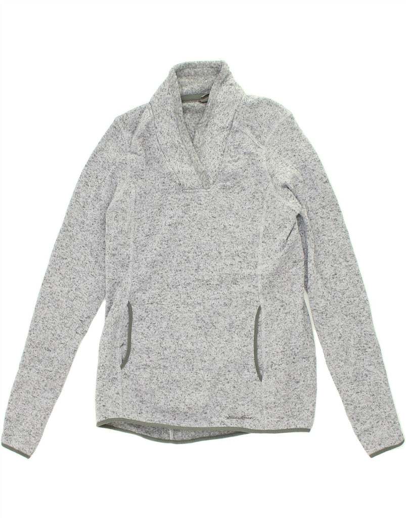 EDDIE BAUER Womens Shawl Neck Jumper Sweater UK 12 Medium Grey Flecked | Vintage Eddie Bauer | Thrift | Second-Hand Eddie Bauer | Used Clothing | Messina Hembry 