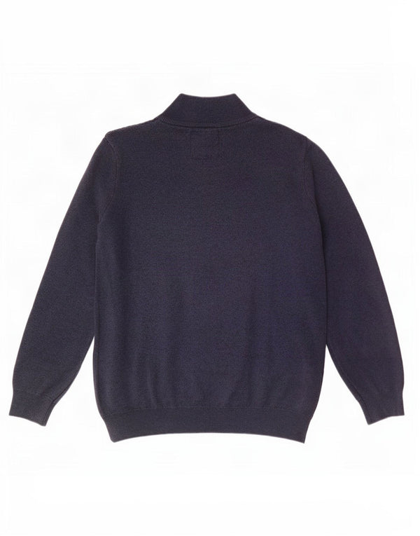 Superdry Mens Zip Neck Jumper Sweater XL Navy Blue Cotton