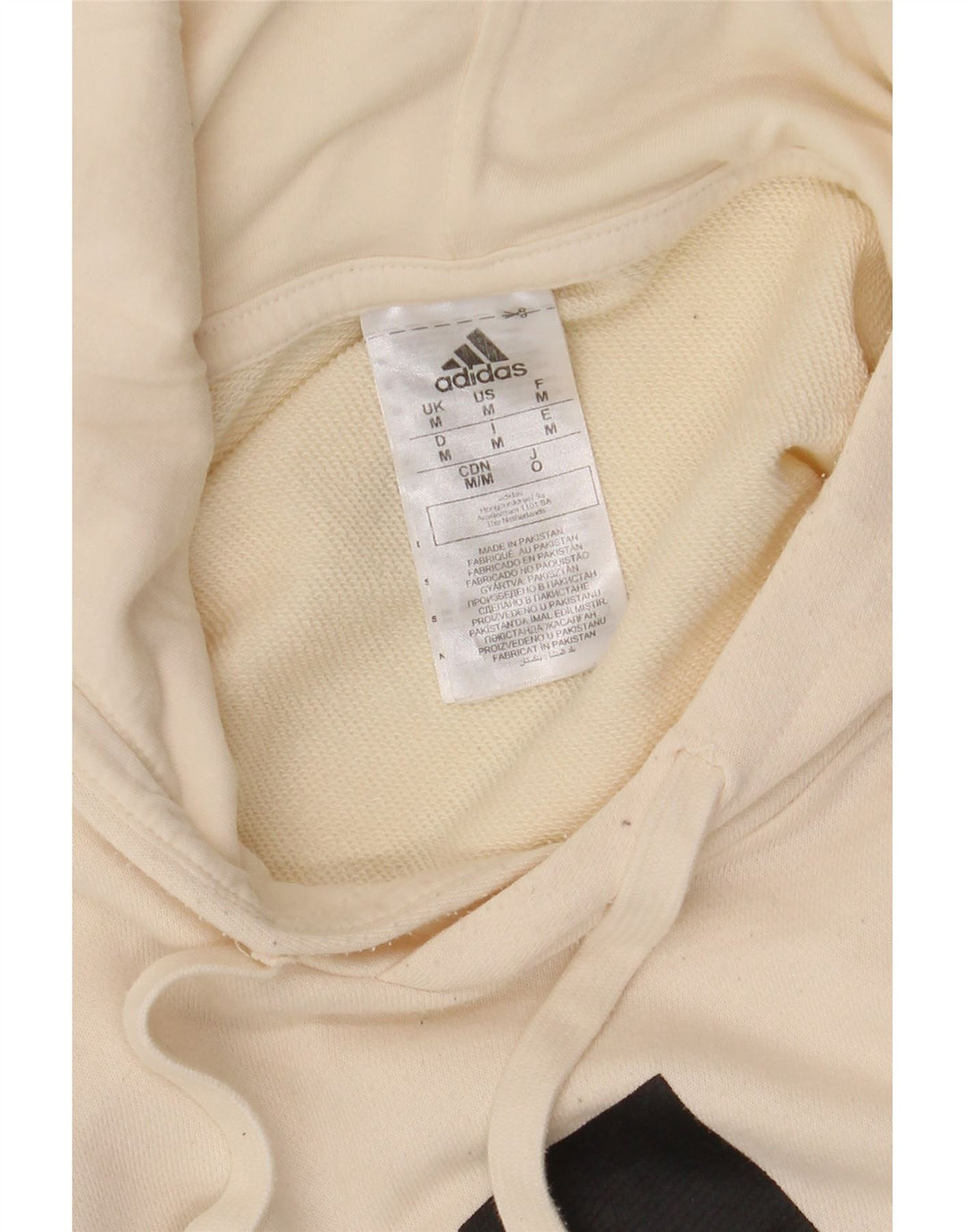Adidas Mens Graphic Hoodie Jumper Medium Off White Cotton
