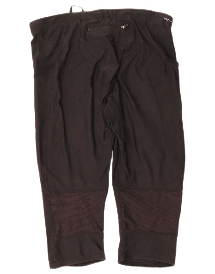NIKE Womens Dri Fit Capri Tracksuit Trousers UK 14 Large Black Polyester