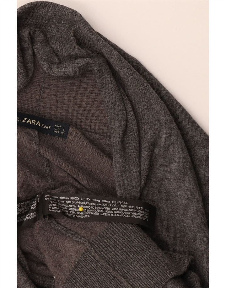 Zara Womens Oversized Cardigan Sweater UK 16 Large Grey Viscose