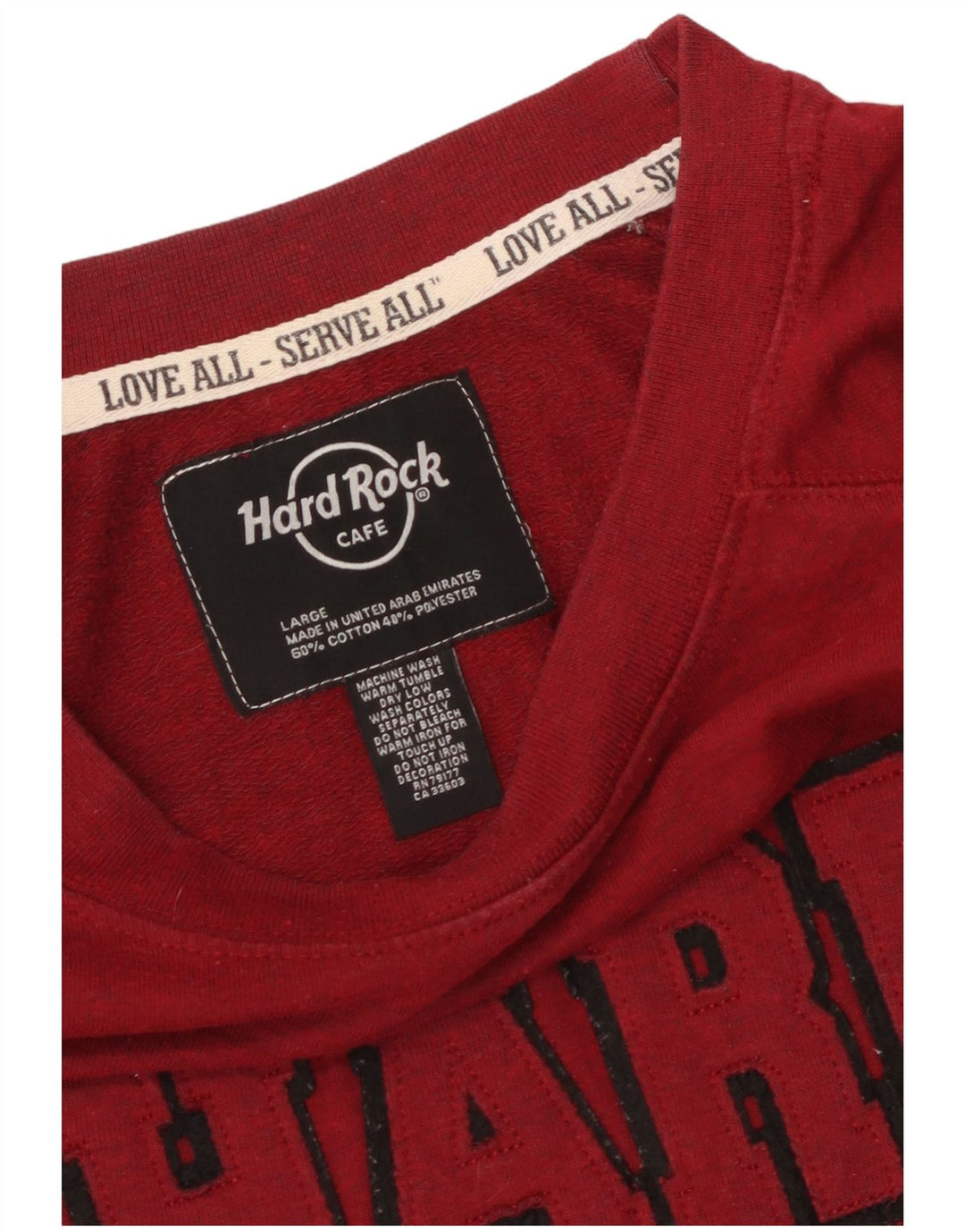 HARD ROCK CAFE Womens Prague Graphic Sweatshirt Jumper UK 16 Large Red