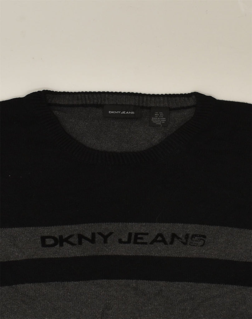 DKNY Mens Crew Neck Jumper Sweater 2XL Grey Colourblock Cotton | Vintage Dkny | Thrift | Second-Hand Dkny | Used Clothing | Messina Hembry 