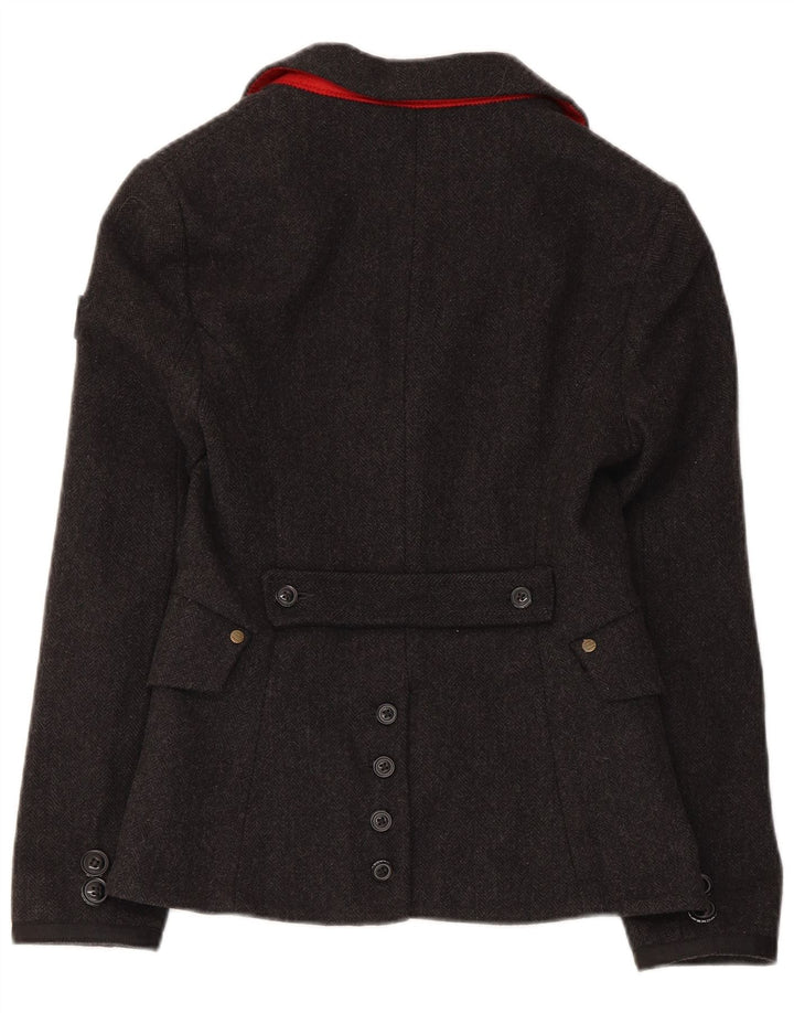 Superdry Womens 2 Button Blazer Jacket UK 6 XS Grey Wool