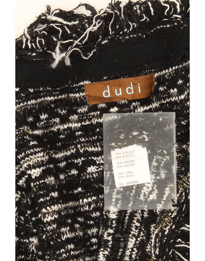 VINTAGE Womens Cardigan Sweater UK 10 Small Black Striped Acrylic