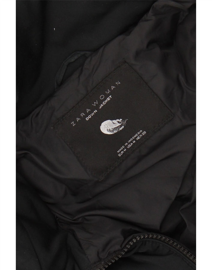 ZARA Womens Hooded Padded Jacket UK 12 Medium Black