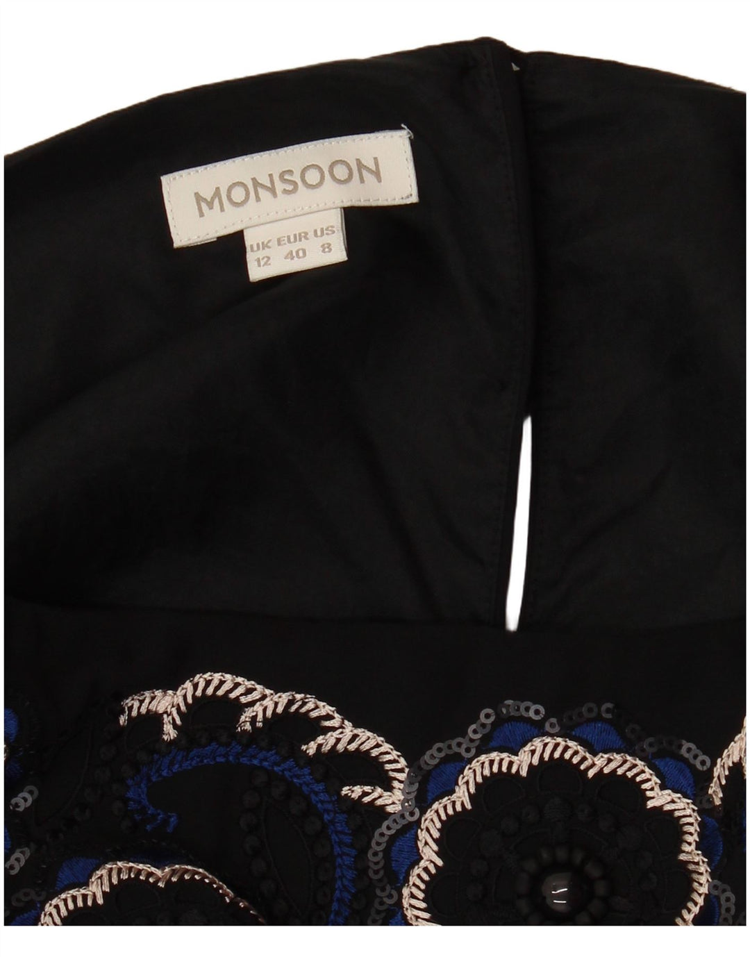 MONSOON Womens 3/4 Sleeve Sheath Dress UK 12 Medium  Black Striped