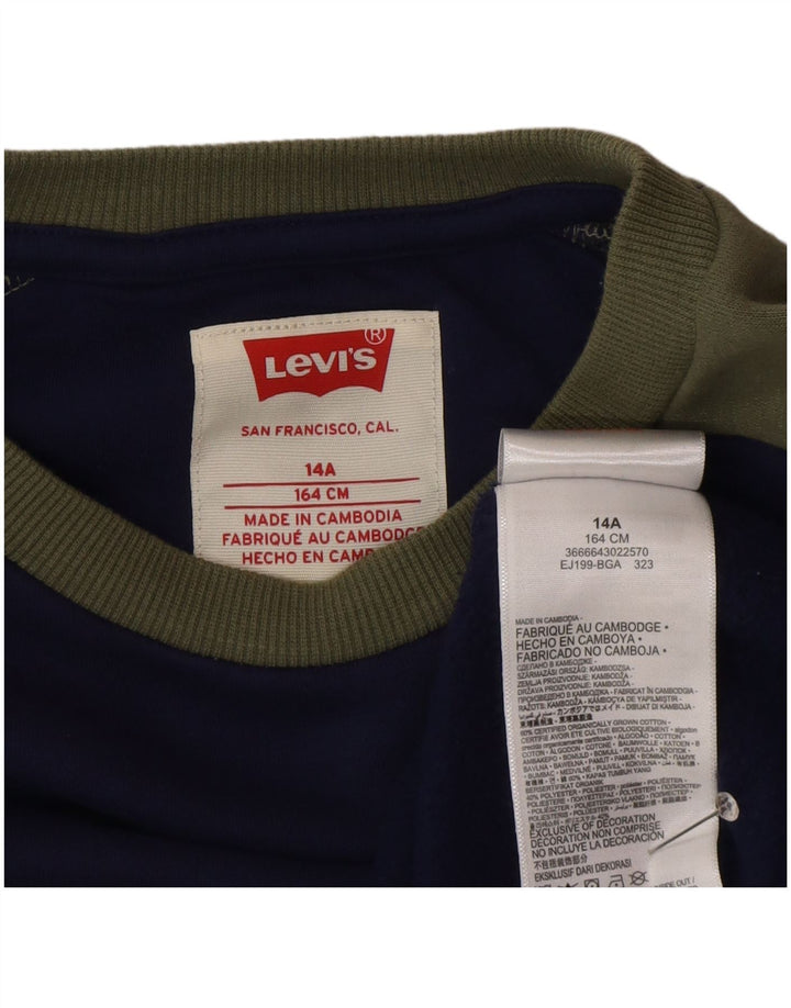 Levi's Boys Sweatshirt Jumper 13-14 Years Navy Blue Colourblock Cotton