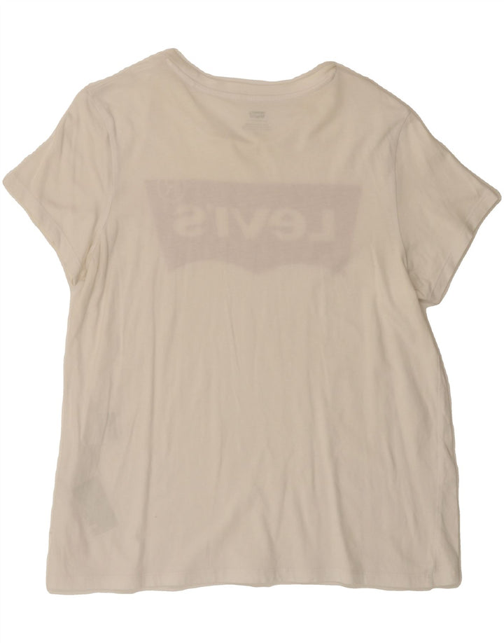 LEVI'S Womens Graphic T-Shirt Top UK 16 Large White Vintage Levi's and Second-Hand Levi's from Messina Hembry 