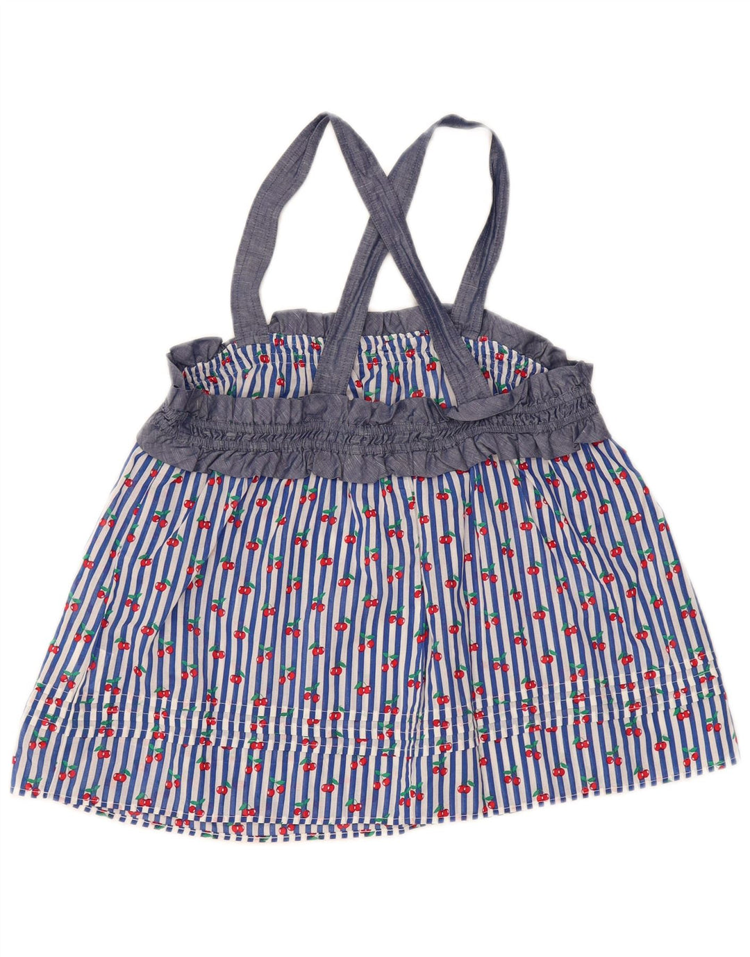 Benetton Womens Crop Cami Top UK 14 Medium Blue Striped Cotton