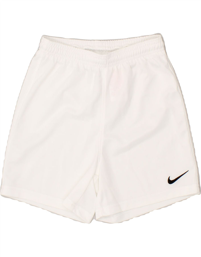 NIKE Boys Sport Shorts 10-11 Years Medium  White Polyester | Vintage Nike | Thrift | Second-Hand Nike | Used Clothing | Messina Hembry 